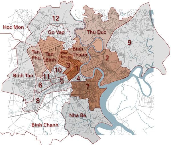 շրջան քարտեզ Saigon